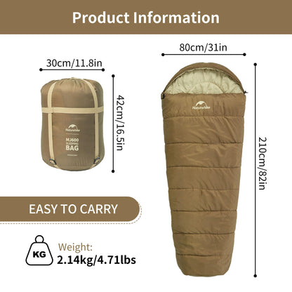 Naturehike Mummy Backpacking Sleeping Bag for Cold Weather, Winter Camping Sleeping Bag for Adults, Cotton Comfortable Sleeping Bag for Hiking,Climbing,Travelling 🍁 All In One Marketplace Canada