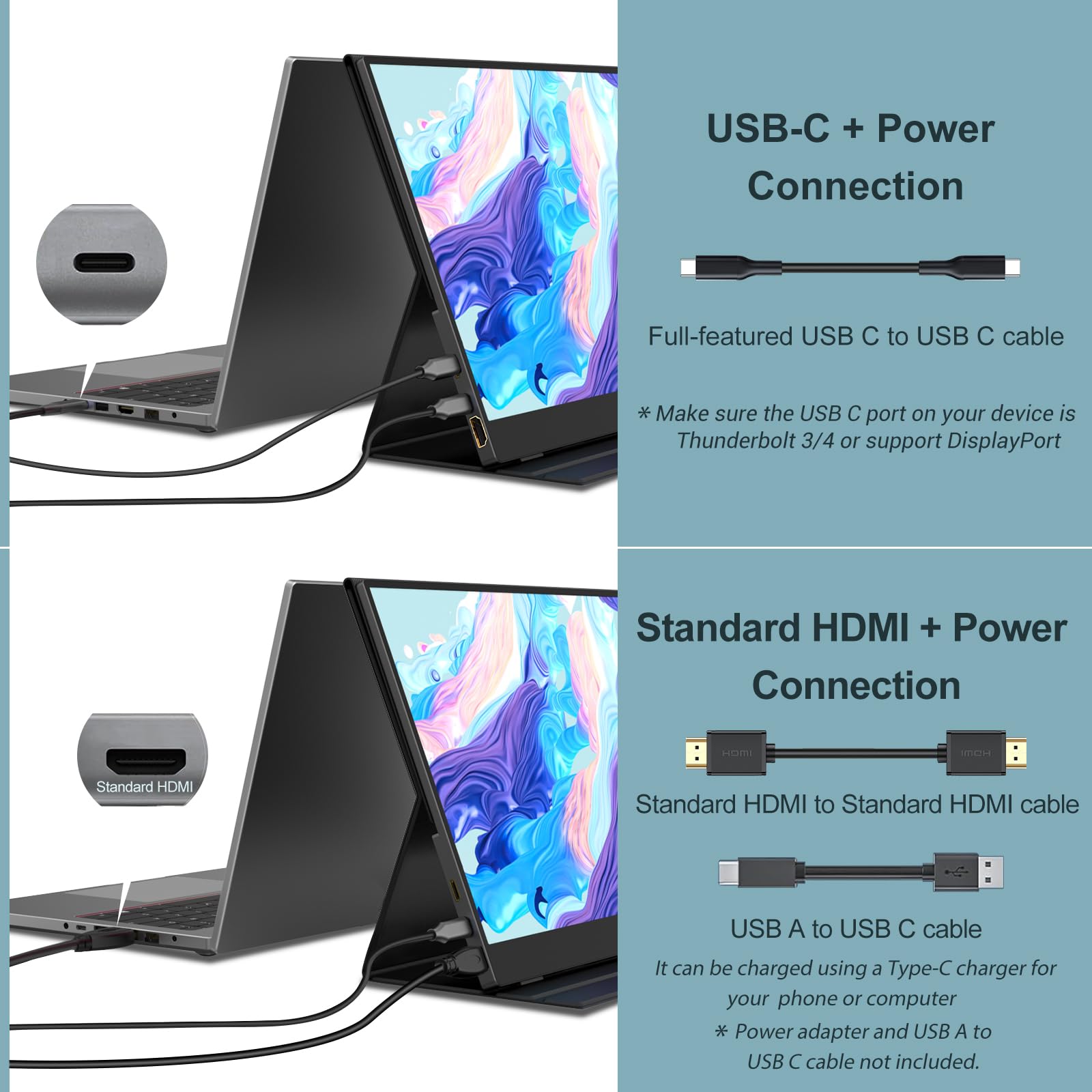 InnoView Portable Monitor, 15.6 Inch FHD 1080P USB C HDMI Second External Monitor for Laptop, Desktop, MacBook, Phones, Tablet, PS5/4, Xbox, Switch, Built-in Speaker with Smart Cover - Available at All In One Marketplace Canada