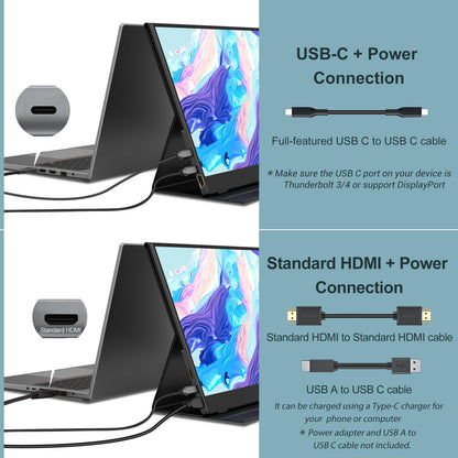 InnoView Portable Monitor, 15.6 Inch FHD 1080P USB C HDMI Second External Monitor for Laptop, Desktop, MacBook, Phones, Tablet, PS5/4, Xbox, Switch, Built-in Speaker with Smart Cover - Available at All In One Marketplace Canada