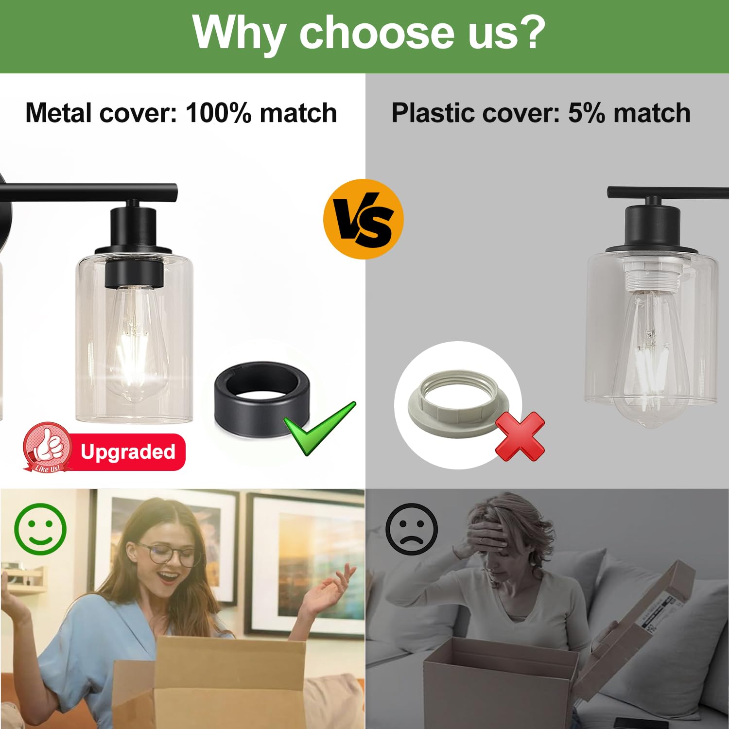 3-Light Bathroom Light Fixtures, Black Bathroom Wall Lights, Modern Bathroom Vanity Light with Clear Glass Shade, Bathroom Wall Lamp for Mirror Kitchen Bedroom Living Room