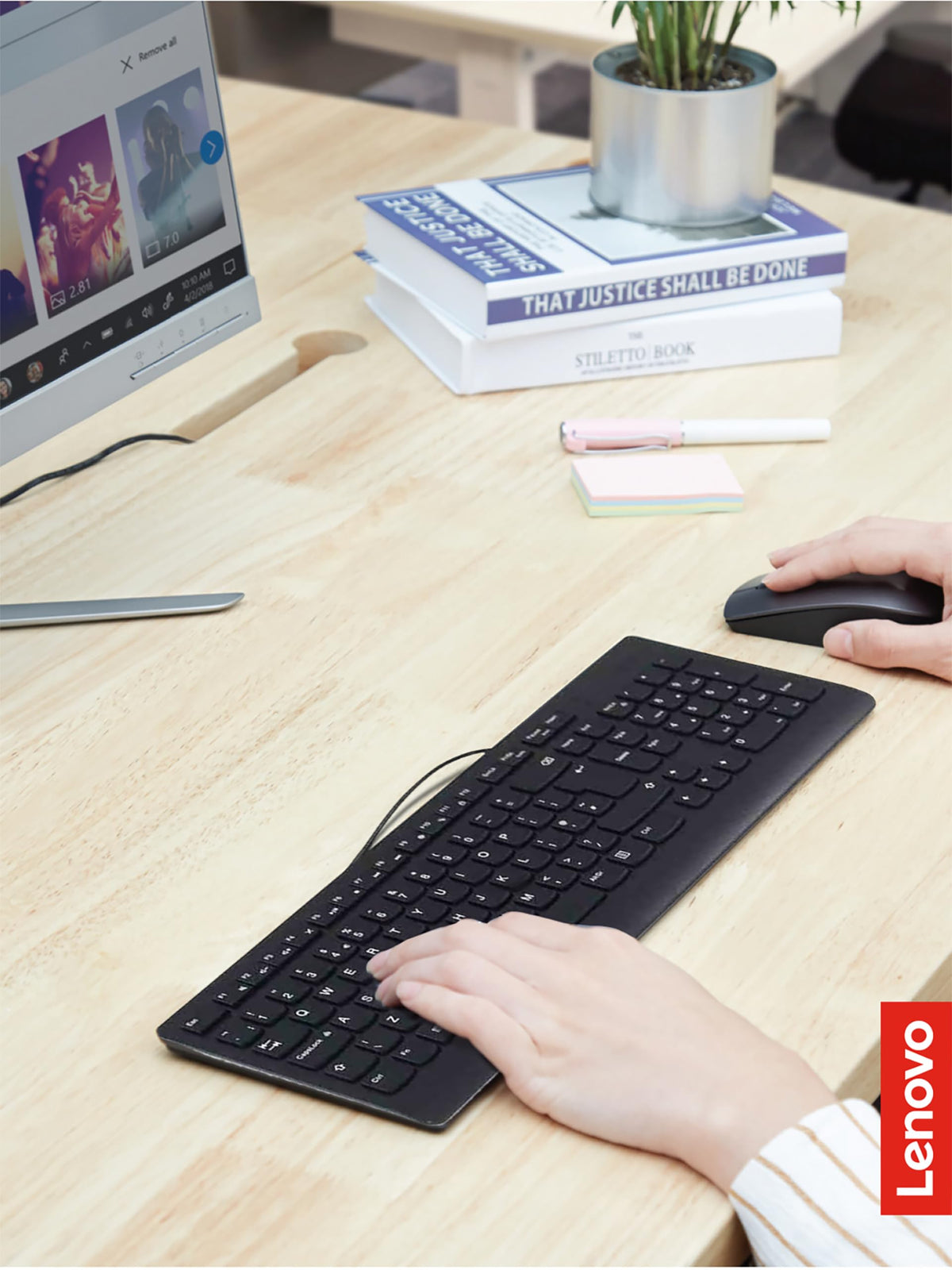 Lenovo 300 USB Combo English Keyboard and Mouse, Black