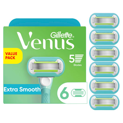 Gillette Venus Extra Smooth Women’s Razor Blades, 5-Bladed Razor Refills, 1 Pack (Count of 6)