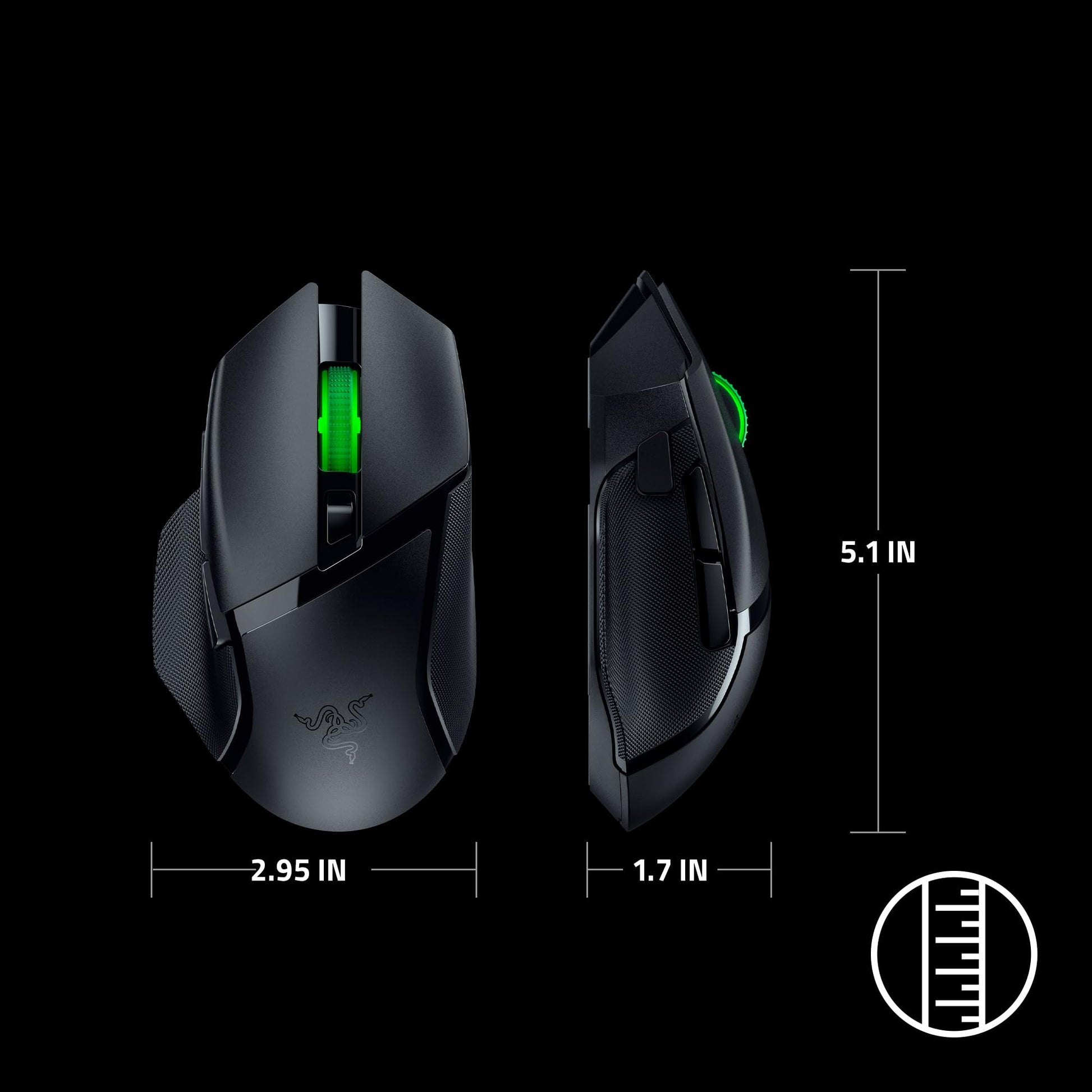 Razer Basilisk V3 X HyperSpeed Wireless Gaming Mouse: Up to 285 Hr Battery - 18K Optical Sensor - Mechanical Switches - Chroma RGB - 9 Programmable Controls - Black