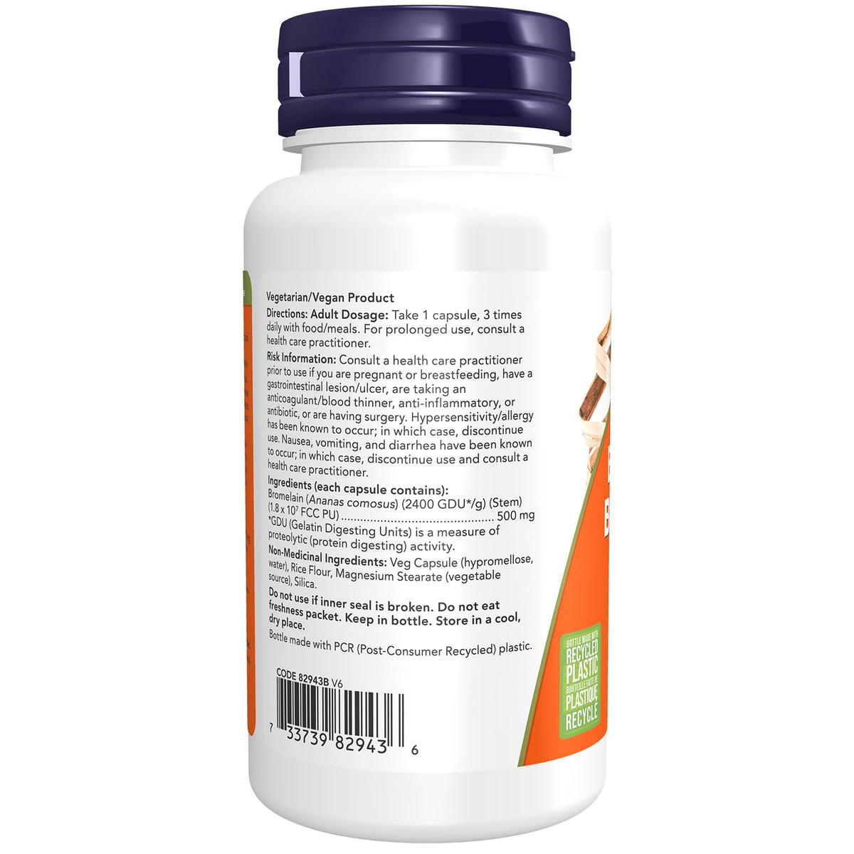 NOW Supplements, Bromelain (Natural Proteolytic Enzyme) 2,400 GDU/g - 500 mg, Natural Proteolytic Enzyme, 60 Veg Capsules