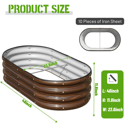 SnugNiture Galvanized Raised Garden Bed Outdoor, 2 Pcs 4x2x1ft Oval Metal Planter Box for Planting Plants Vegetables, Brown - Available at All In One Marketplace Canada