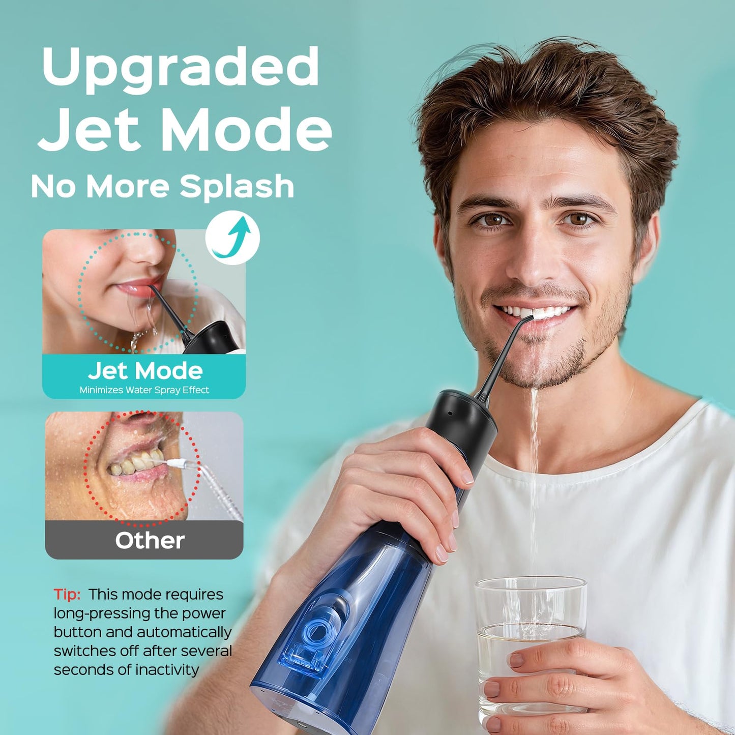 COSLUS C50 Water Flosser for Teeth: 4 Modes & 5 Intensities Water Dental Pick with MDL Accepted for Orthodontic, Braces & Gums Care - Portable for Travel, 4 Tips for Family Use, BPA-Free, Black - Available at All In One Marketplace Canada
