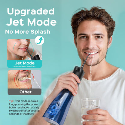 COSLUS C50 Water Flosser for Teeth: 4 Modes & 5 Intensities Water Dental Pick with MDL Accepted for Orthodontic, Braces & Gums Care - Portable for Travel, 4 Tips for Family Use, BPA-Free, Black - Available at All In One Marketplace Canada