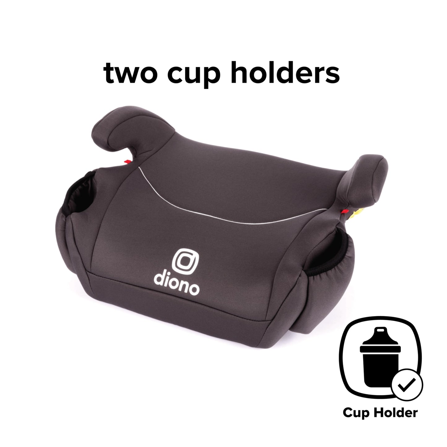 Diono Solana 2022, No Latch, Pack of 2 Backless Booster Car Seats, Lightweight, Machine Washable Covers, Cup Holders, Black Charcoal