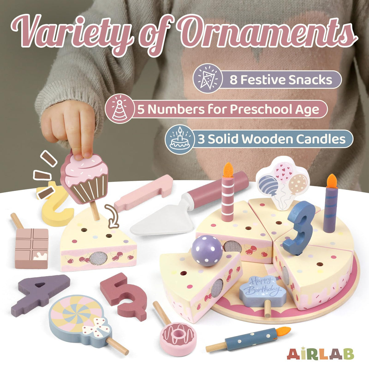 Wooden Birthday Party Cake Play Food Sets 🍁 All In One Marketplace Canada