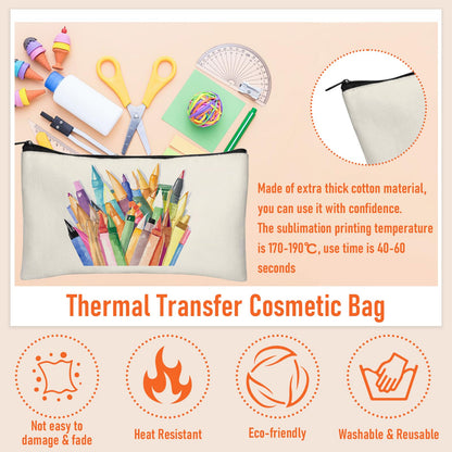 Legigo 10 Pack Blank Canvas Bags Zipper Pouch Makeup Bags Pencil Pouch Bulk