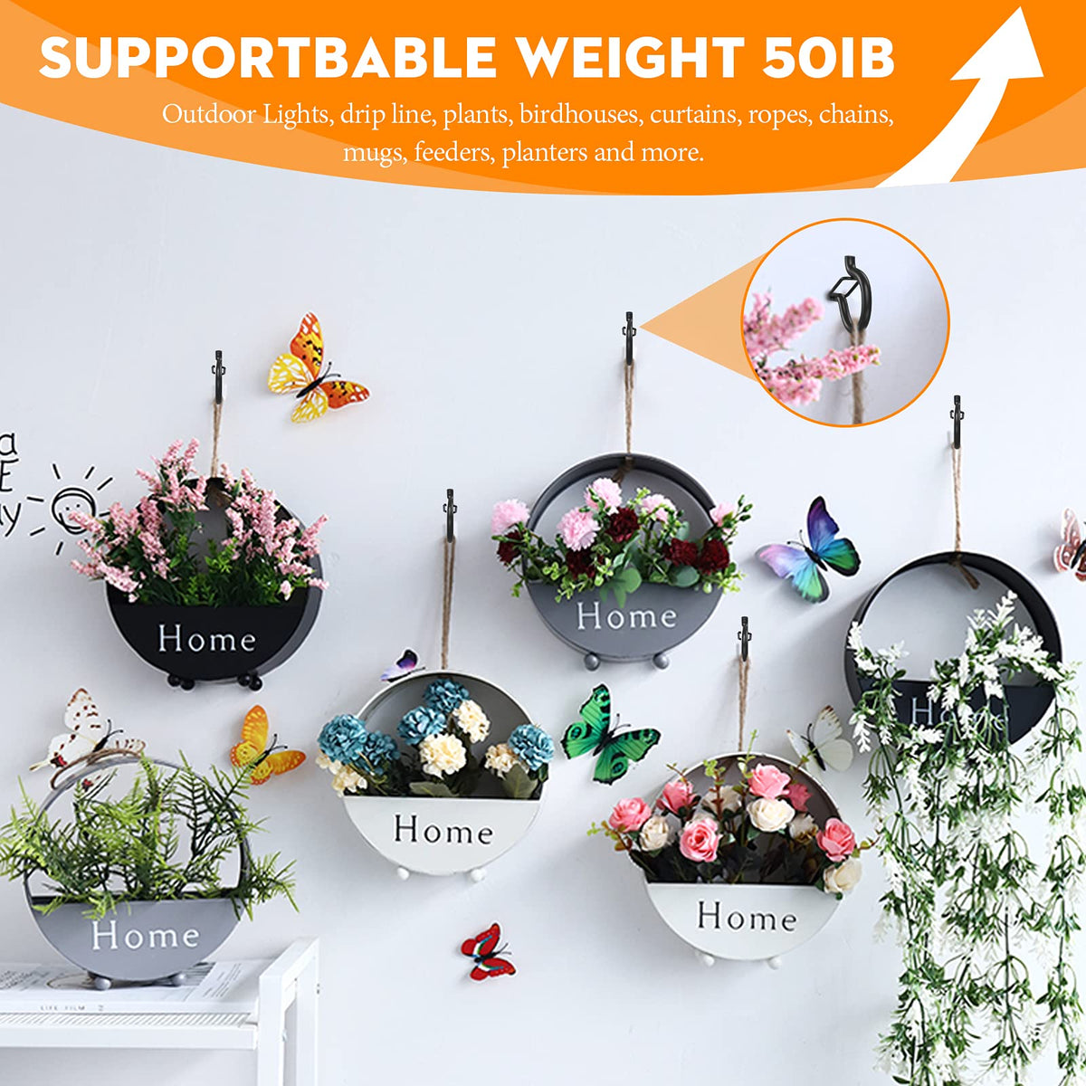 50 Set Q-Hanger Hooks for Outdoor String Lights, GIPTIME Ceiling Hook Screw Christmas Rope Light Clips, Fairy Lights Plants Wind Chimes Decoration Hanging Safety Buckle Design, Include Wing Nut Driver 🍁 All In One Marketplace Canada