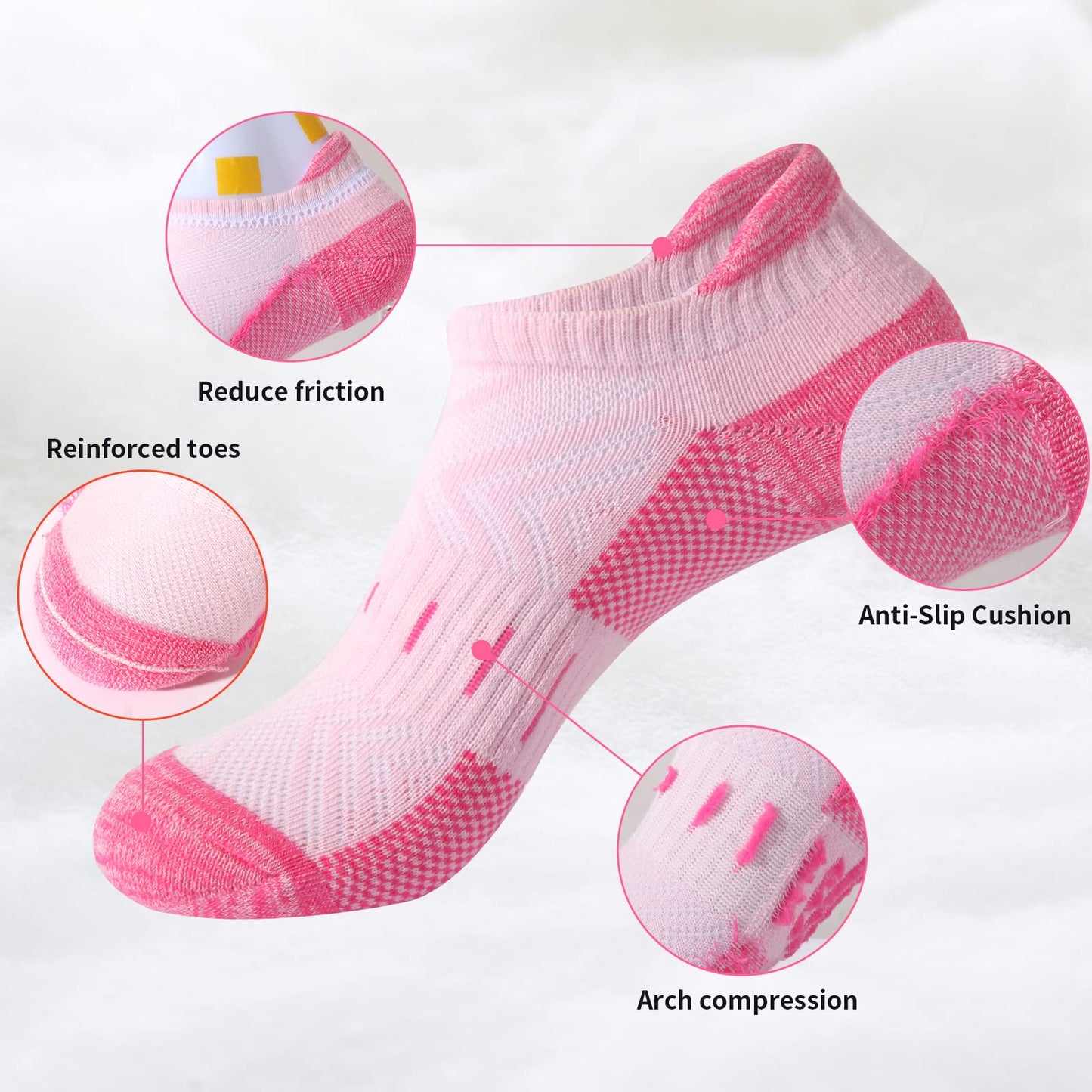 Womens Socks 6 Pairs Running Low Cut Cotton Socks for Women Cushioned Breathable Casual Ladies Ankle Athletic Sport Socks (CA/US, Numeric, 7, 9, Regular, Regular, multicolor) - Available at All In One Marketplace Canada