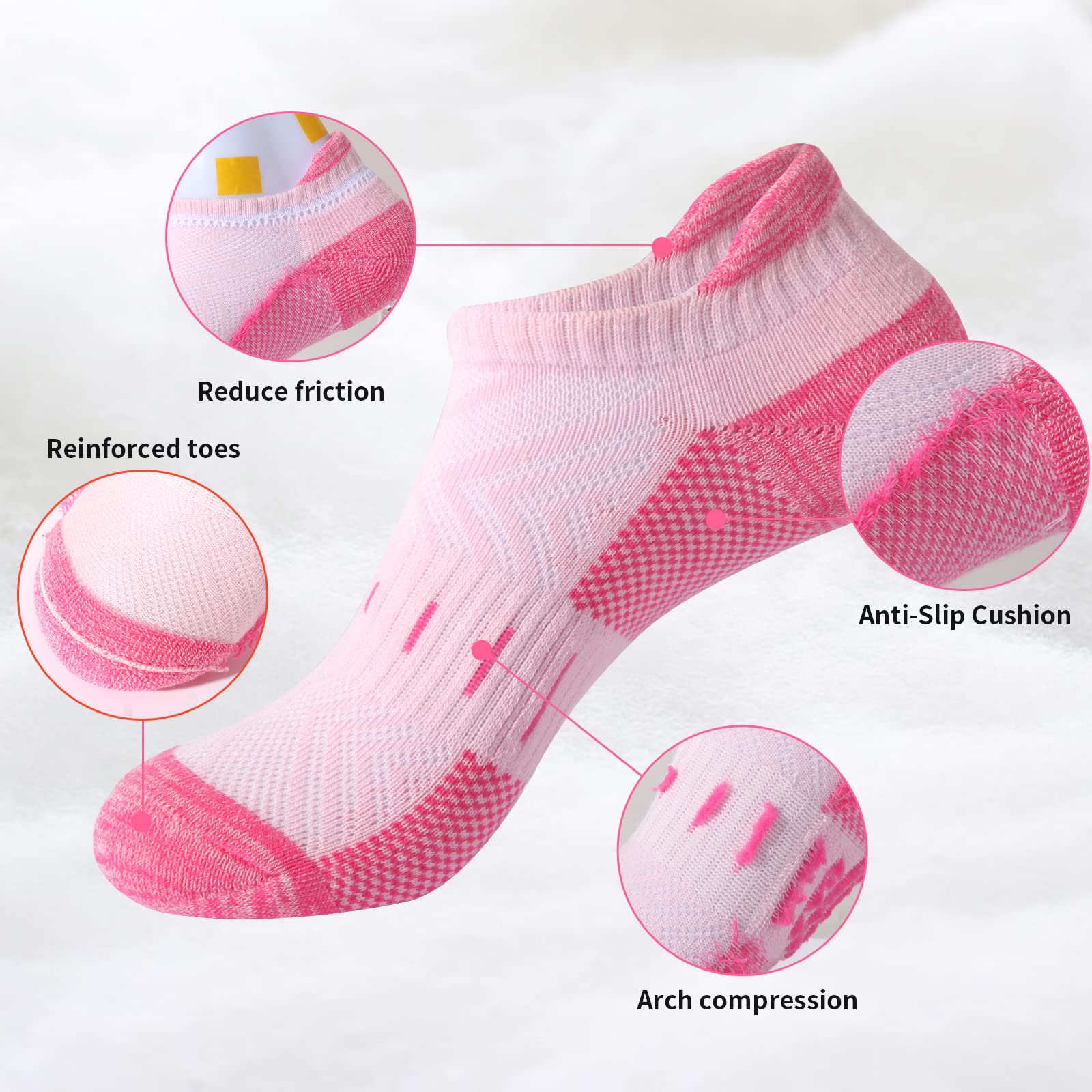Womens Socks 6 Pairs Running Low Cut Cotton Socks for Women Cushioned Breathable Casual Ladies Ankle Athletic Sport Socks (CA/US, Numeric, 7, 9, Regular, Regular, multicolor) - Available at All In One Marketplace Canada