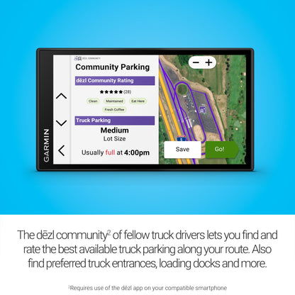 Garmin dēzl™ OTR620, High-Res 6” GPS Truck Navigator, Custom Routing, Satellite Imagery, Wind Speed, Community-Shared Loading Docks, Truck Entrances, Parking Availability Garmin