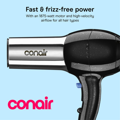 Conair 1875 Watt Pro Styler/Hair Dryer with Ionic Conditioning; Black/Chrome - Available at All In One Marketplace Canada