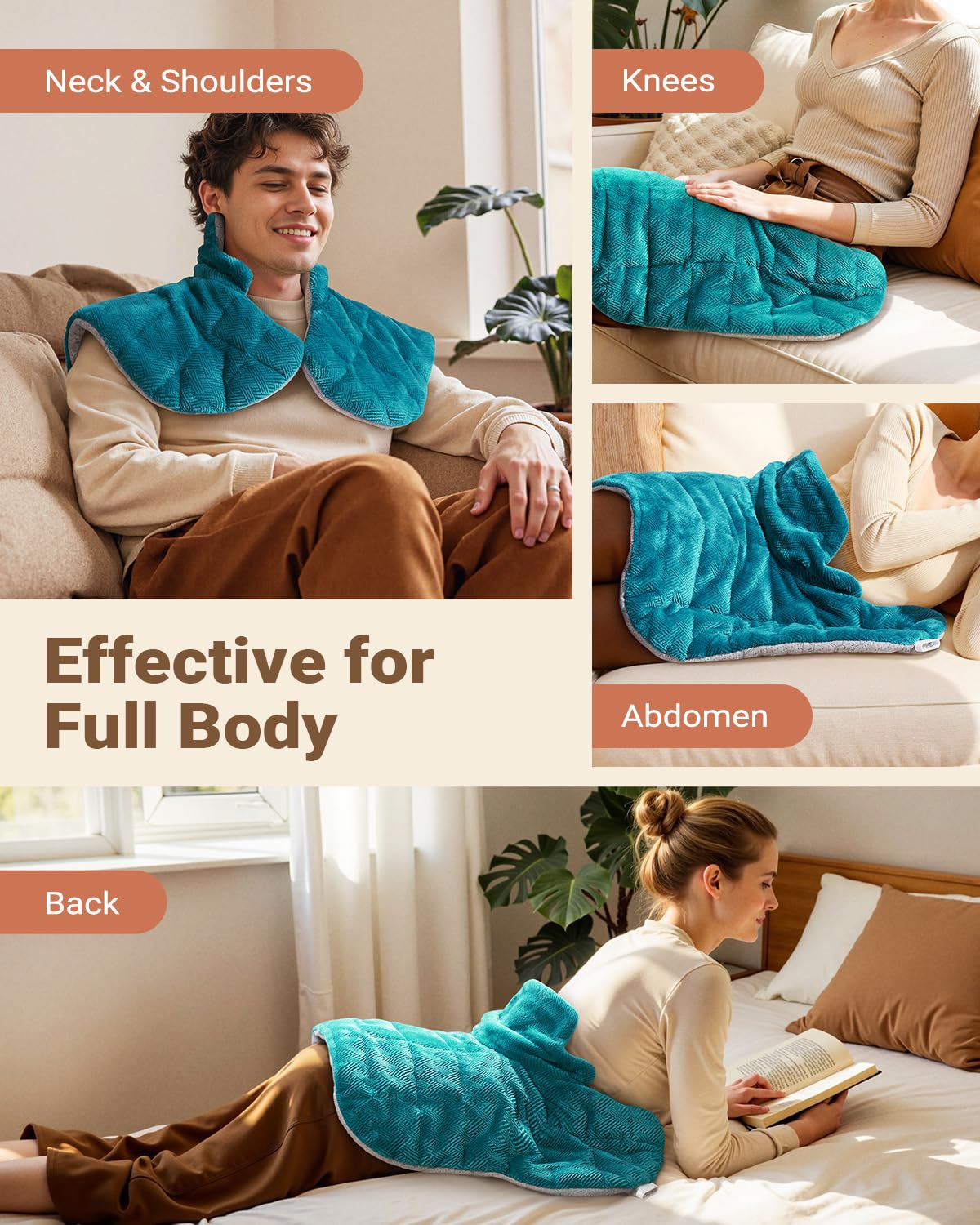 iDOO Graphene Heat Wrap Electric Pad for Neck Shoulder, Fathers Day Gift Ideas for Women Mom Her, Portable Weighted Heated 19"X24" (Blue) - Available at All In One Marketplace Canada