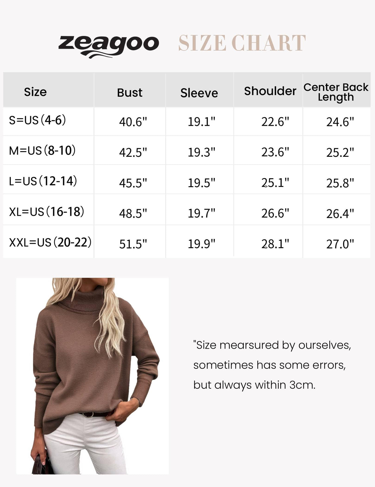 Zeagoo Women's Turtleneck Sweater 2026 Fall Winter Chunky Knitted Pullover 🍁 All In One Marketplace Canada