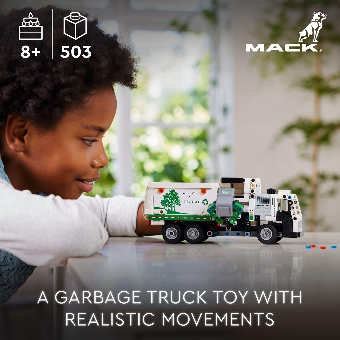LEGO Technic Mack LR Electric Garbage Truck Toy, Buildable Kids Truck for Pretend Play, Great Gift for Boys, Girls and Kids Ages 8 and Up who Love Recycling Truck Toys and Vehicles, 42167 LEGO