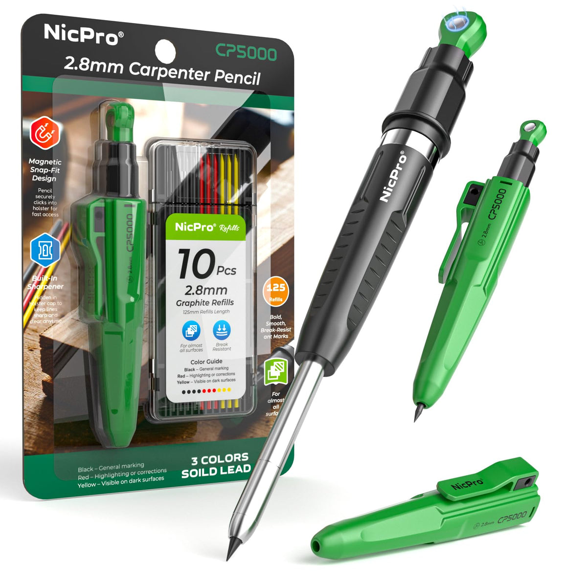Nicpro CP5000 Carpenter Pencils Magnetic Armored for Father's HoliDay Gifts 🍁 All In One Marketplace Canada