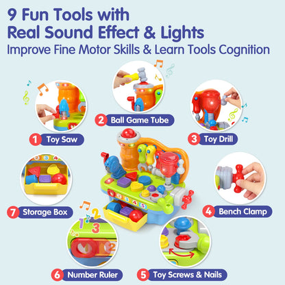 Toys for 1+ Year Old Baby Toys 12-18 Months Development, 9 in 1 Multifunction Music Light Workbench,Baby Boy Girl Toys Toddler Toys 1-2 Year Old Boy Gifts Educational Christmas Basket Stuffers 🍁 All In One Marketplace Canada