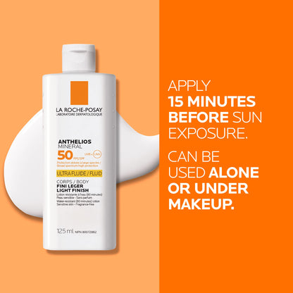 La Roche-Posay Anthelios Mineral Body Sunscreen, Gentle Lotion Broad Spectrum SPF 50, Face and Body Sunscreen with Titanium Dioxide, Water Resistant, Fragrance Free, 125mL