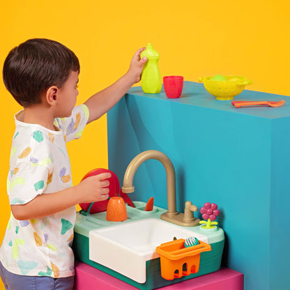 B. toys Play Sink, Splash-n-Scrub Sink with Running Water Faucet B. toys