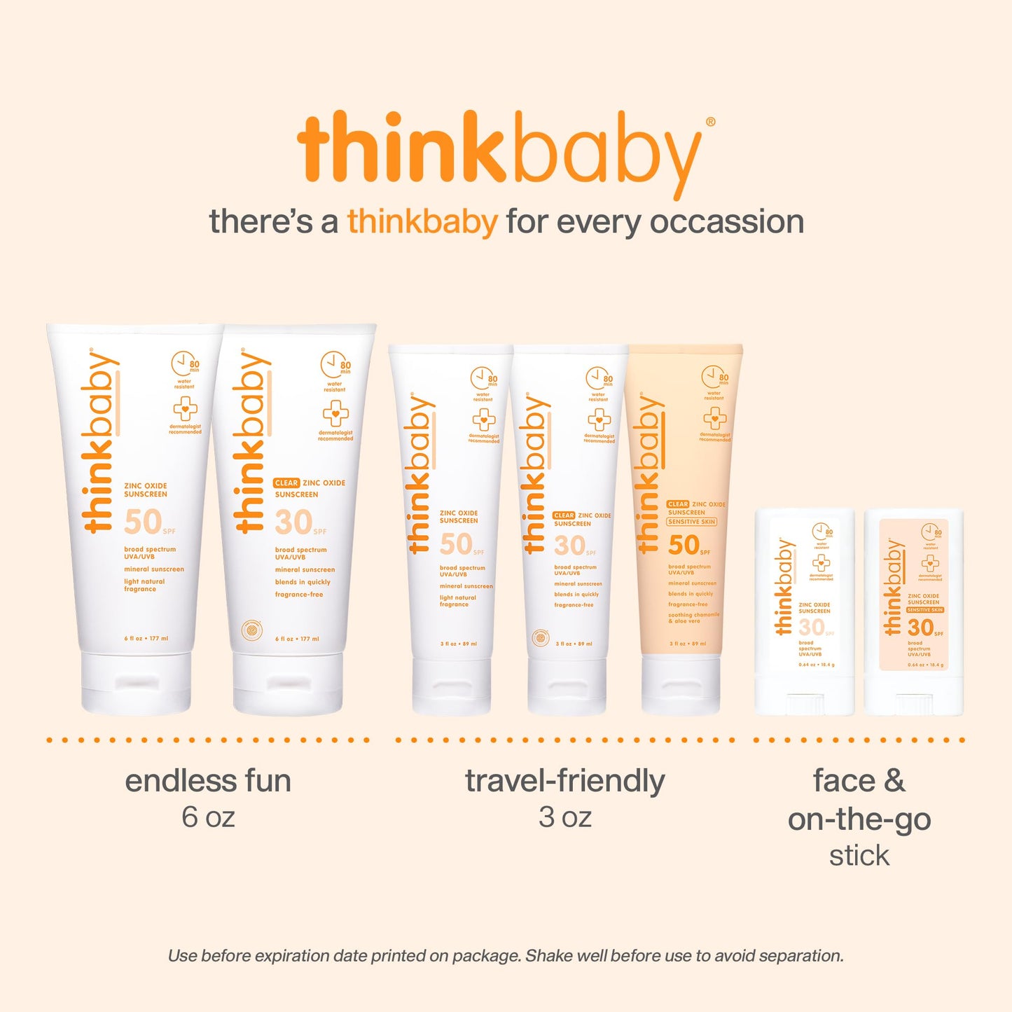 Thinkbaby SPF 50 plus Baby Mineral Sunscreen – Safe, Natural Sunblock for Babies - Water Resistant – Broad Spectrum – Baby Sunscreen Lotion, 3 Oz/89ml