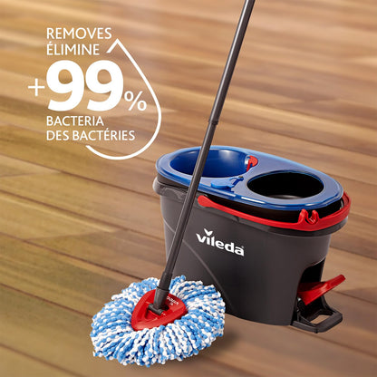 Vileda RinseClean Spin Mop & Bucket System | 2-Tanks Separate Clean and Dirty Water | Machine Washable and Reusable Microfibre Mop Head Replacement | Hands-Free Wringing Bucket 🍁 All In One Marketplace Canada