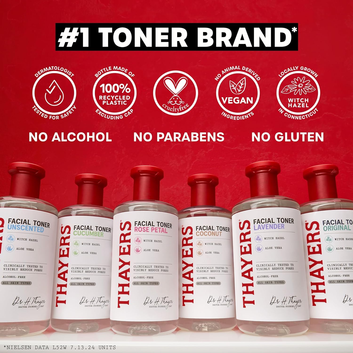 Thayers Witch Hazel Face Toner, With Rose Petal, Aloe Vera, Glycerin, No Alcohol, Glass Skin, Reduces Pores, Smoothes Texture, 8 Hour Hydration, Suitable For All Types From Dry To Oily, Vegan, 355ml