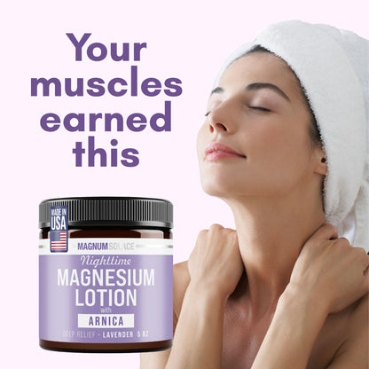 Nighttime Magnesium Lotion with Arnica – Highly Concentrated Magnesium for Muscles & Joints – Apply to Legs or Feet Before Bed – Skin-Friendly - Available at All In One Marketplace Canada