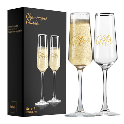 PARACITY Champagne Flutes 8.5OZ/250NL, Crystal Champagne Glasses Set of 2 🍁 All In One Marketplace Canada