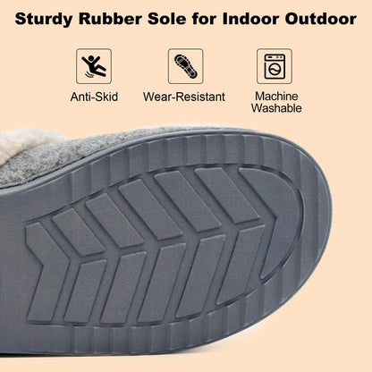 LongBay Women's Felt Sherpa Bedroom Moccasin Slippers (7-8, Gray) 🍁 All In One Marketplace Canada