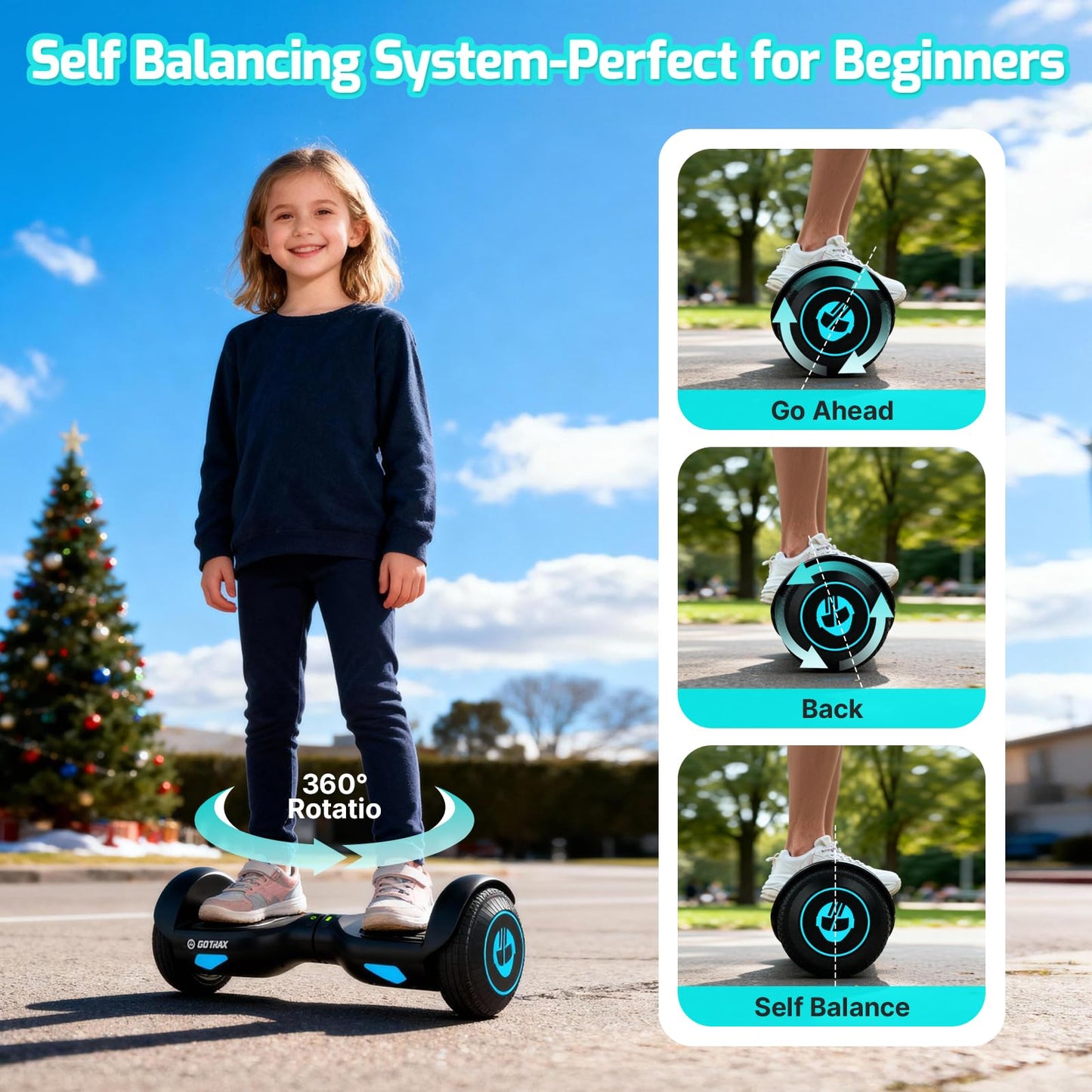 Gotrax Edge Hoverboard with 6.5" LED Wheels, 6.4km Self Balancing Scooter Gotrax
