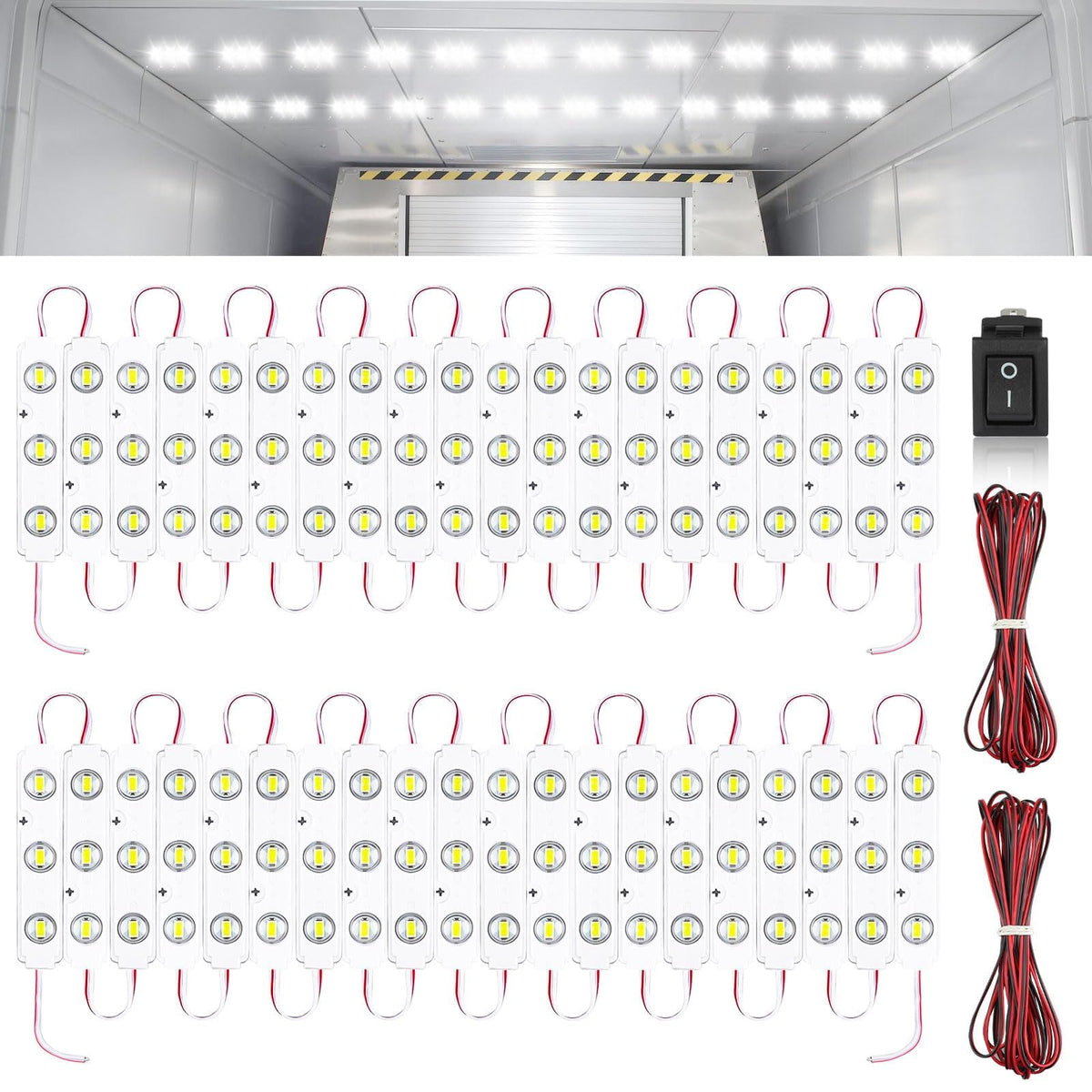 Linkstyle 120 LEDs Van Interior Light Kits, 12V 40 Modules Lights Strip Ceiling Lamp with Switch, Super Bright 12V Christmas Lighting for Car Van RV, White Lights 🍁 All In One Marketplace Canada