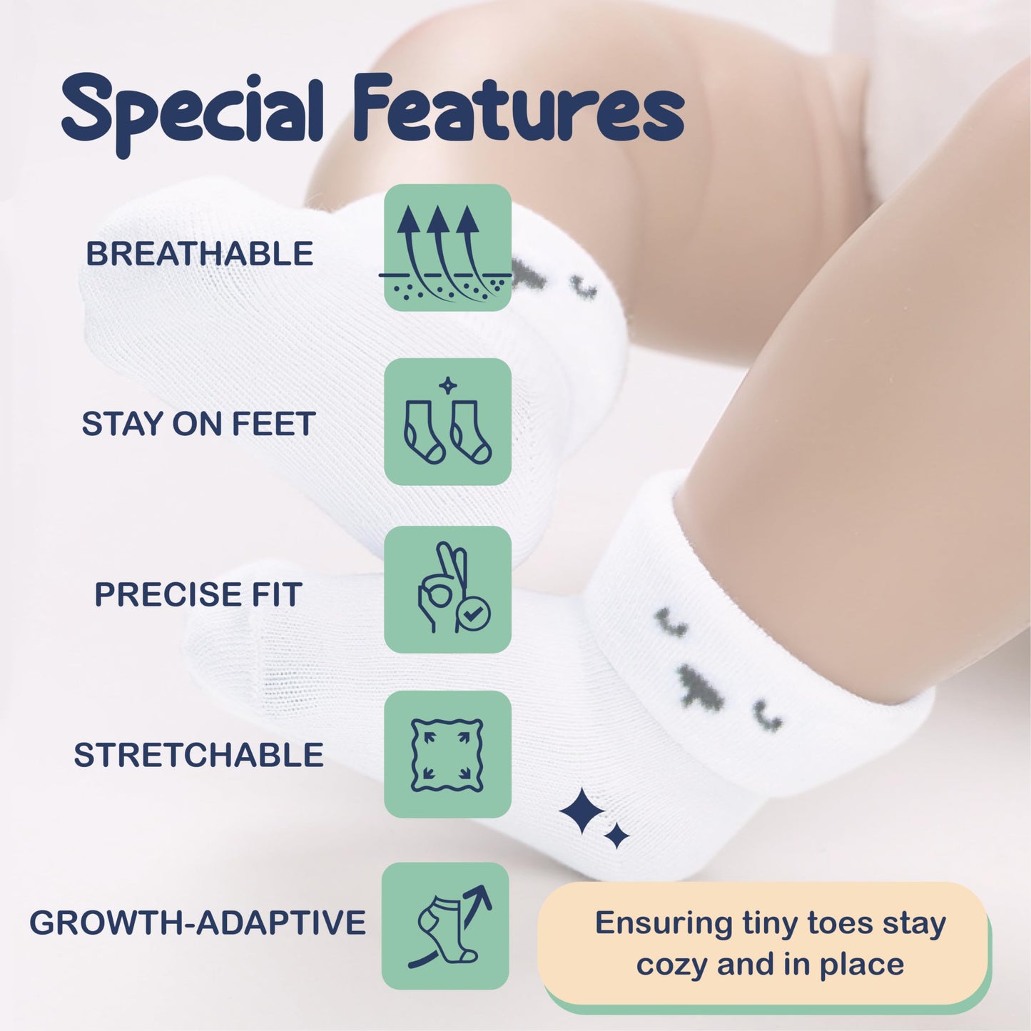 Mother's Choice Organic Cotton Baby Socks 0–6 Months, 12 Pairs Newborn & Infant Socks Soft Hypoallergenic Breathable Gentle On Delicate Skin Stretch Fit Comfortable Daily Essentials For Little Ones - Available at All In One Marketplace Canada