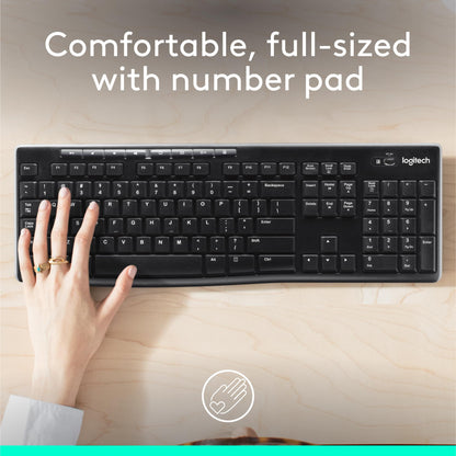 Logitech K270 Full Size Wireless Keyboard for Windows - Black