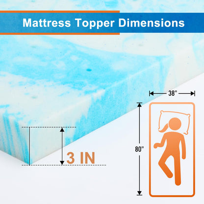 Sweetcrispy 3 Inch Twin XL Memory Foam Mattress Topper, Blue 🍁 All In One Marketplace Canada Sweetcrispy
