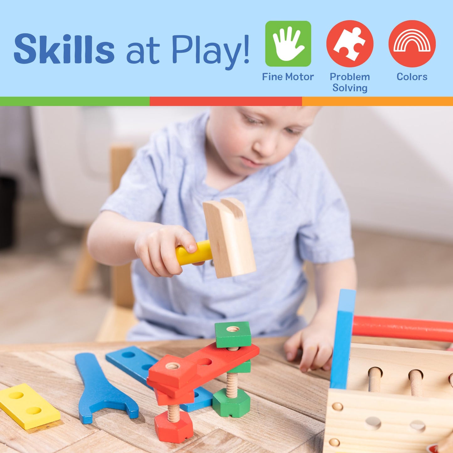 Melissa & Doug Take-Along Tool Kit Wooden Construction Toy (24 pcs) Toy Tools, Wooden Tool Set for Toddlers and Kids Ages 3+ Melissa & Doug