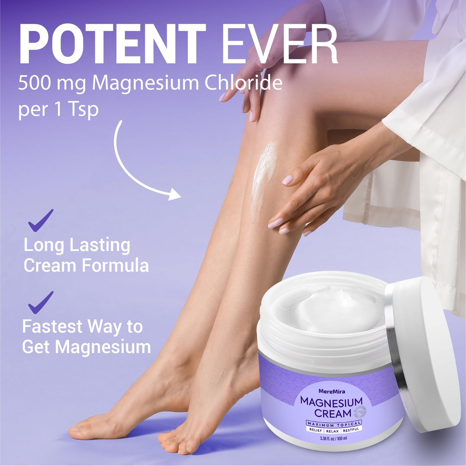 Magnesium Cream for Sleep & Muscle Relief: Topical Night Calming & Deep Relaxation - Restless Cramps Leg & Joint Care Lotion - Lavender 3.38 Fl. Oz. - Available at All In One Marketplace Canada