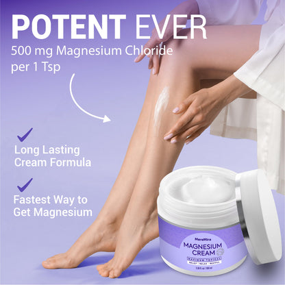 Magnesium Cream for Sleep & Muscle Relief: Topical Night Calming & Deep Relaxation - Restless Cramps Leg & Joint Care Lotion - Lavender 3.38 Fl. Oz. - Available at All In One Marketplace Canada