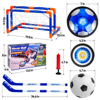 KEVOEGS 3 in 1 Hover Hockey Soccer Ball Set, Toddler Kids Toys with LED Lights & 2 Goals, Indoor Outdoor Toy for 3 4 5 6 7 8 10 11 12 Year Old Boys Girls, Sports Games Perfect Christmas Birthday Gifts 🍁 All In One Marketplace Canada