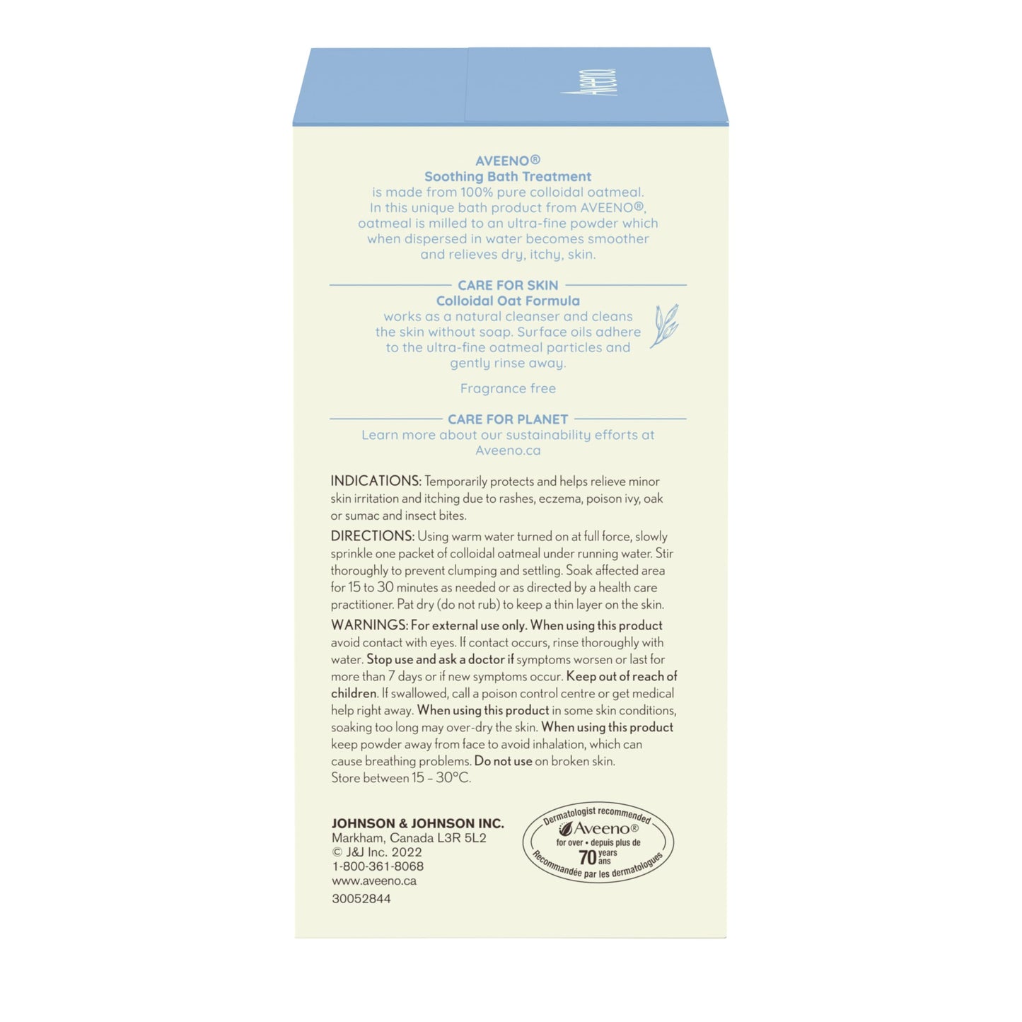 Aveeno Soothing Bath Treatment, Eczema, Dry Skin Relief, Colloidal Oatmeal Bath, Cleanser, Fragrance Free, 8-pack, 42 gram - Available at All In One Marketplace Canada