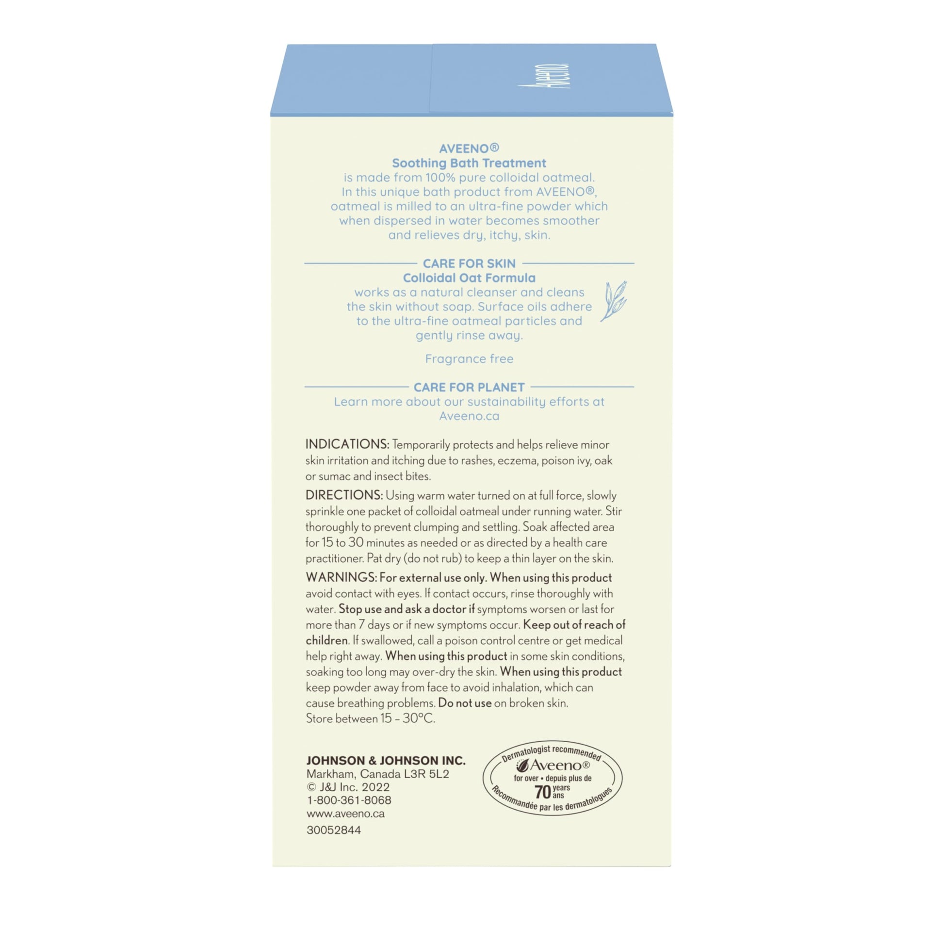 Aveeno Soothing Bath Treatment, Eczema, Dry Skin Relief, Colloidal Oatmeal Bath, Cleanser, Fragrance Free, 8-pack, 42 gram - Available at All In One Marketplace Canada