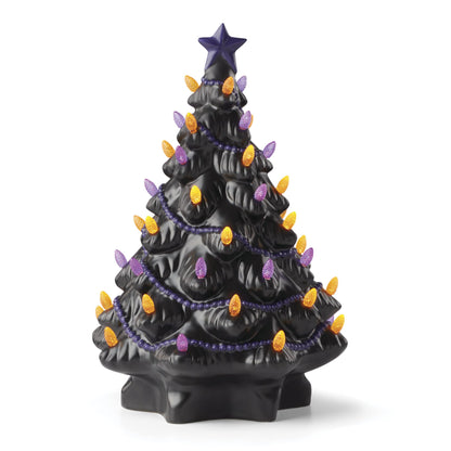 Figurine Lenox Treasured Traditions, sapin noir lumineux pour Halloween et Noël