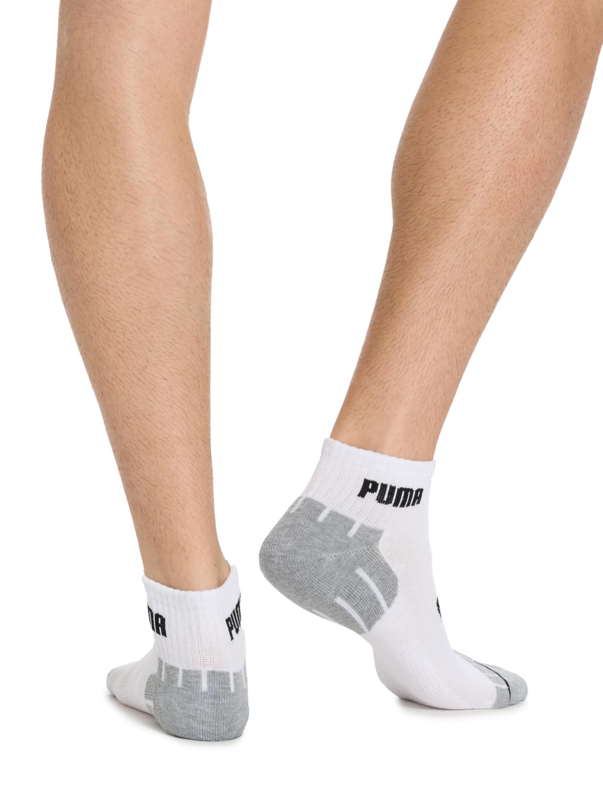PUMA Men's 8 Pack Athletic Cushioned Quarter Crew Socks, White/Black, 10-13 - Available at All In One Marketplace Canada