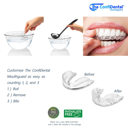 The ConfiDental - Moldable Mouth Guard for Teeth Grinding Clenching Bruxism Sport Athletic Whitening Tray Pack of 5 Including 3 Regular and 2 Heavy Duty Guard (3 (Ill) Regular 2 (ll) Heavy Duty)
