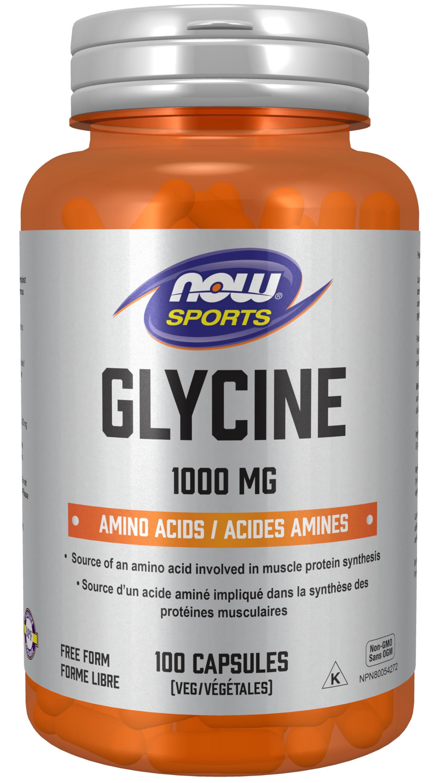 NOW Sports Glycine 1000 mg Vegetable Capsules, 100 Count NOW