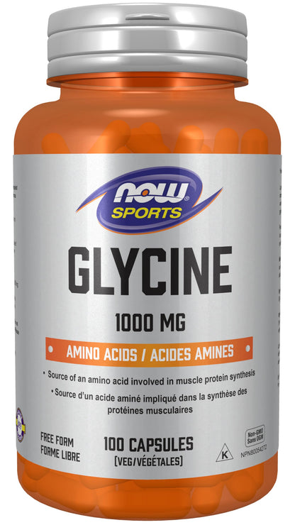 NOW Sports Glycine 1000 mg Vegetable Capsules, 100 Count NOW