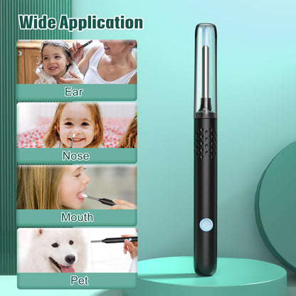 LMECHN Ear Wax Removal, Ear Cleaner with 7 Pcs Ear Set, Ear Wax Removal Tool Camera with 1080P Ear Otoscope & 6 LED Lights, Wireless Ear Pick for Ear Cleaning with 6 Ear Spoons Black