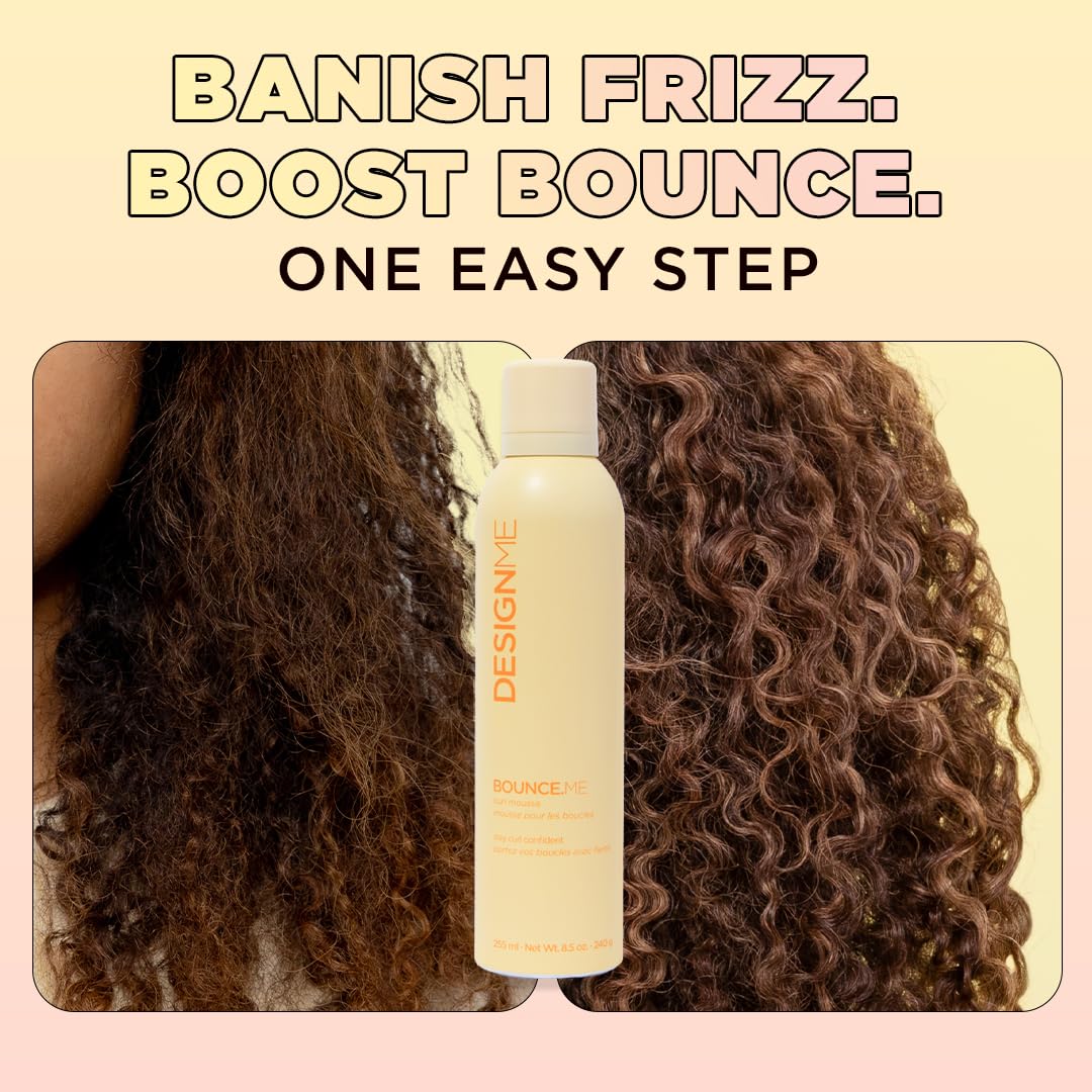 Design.Me BOUNCE.ME Curl Mousse | Lightweight Curl Defining for Wavy & Curly Hair | Frizz Control, Humidity Resistant, Alcohol-Free Mousse for Hair Styling | CGM Approved Design.Me